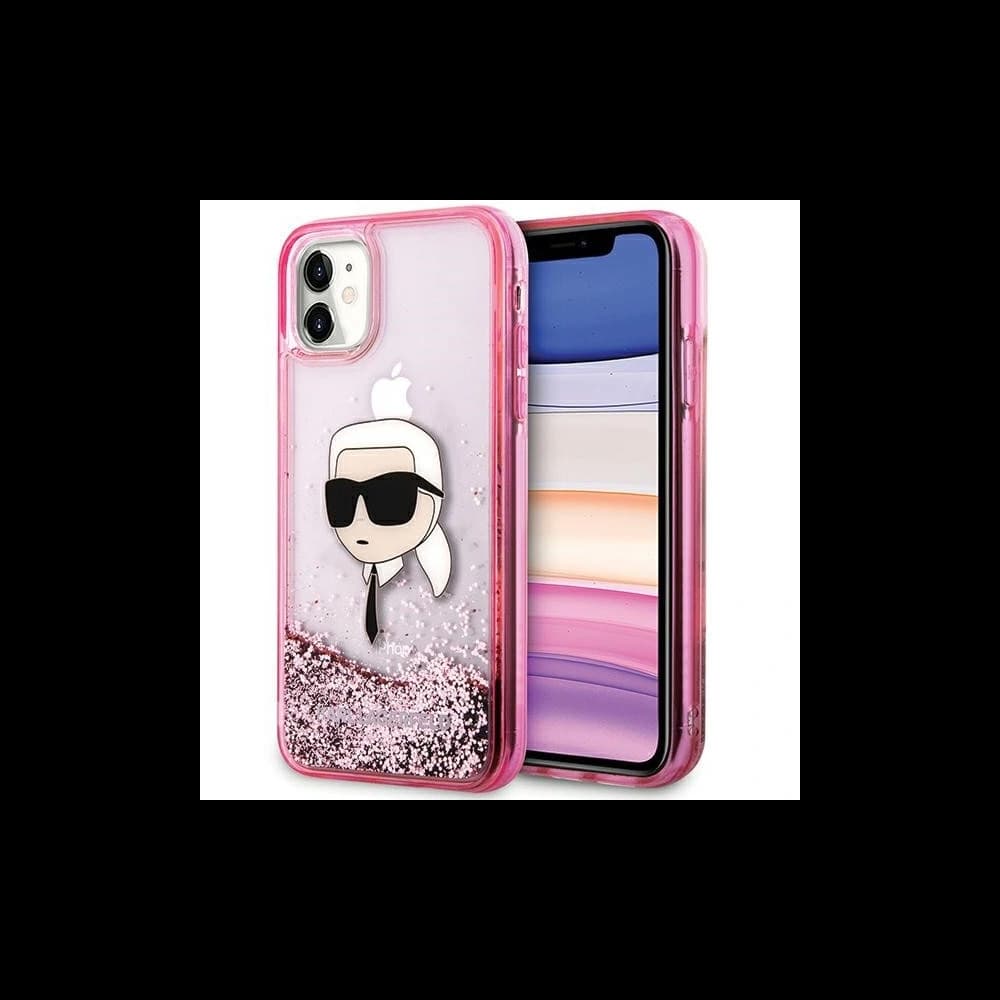 Karl Lagerfeld KLHCN61LNKHCP Apple iPhone 11/XR hardcase Glitter Karl Head pink - 1