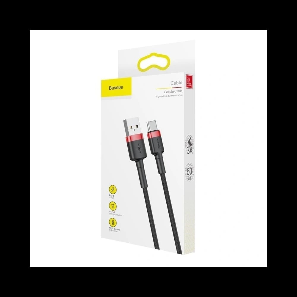 Cable USB-C Baseus Cafule 2A 3m Red&Black - 8