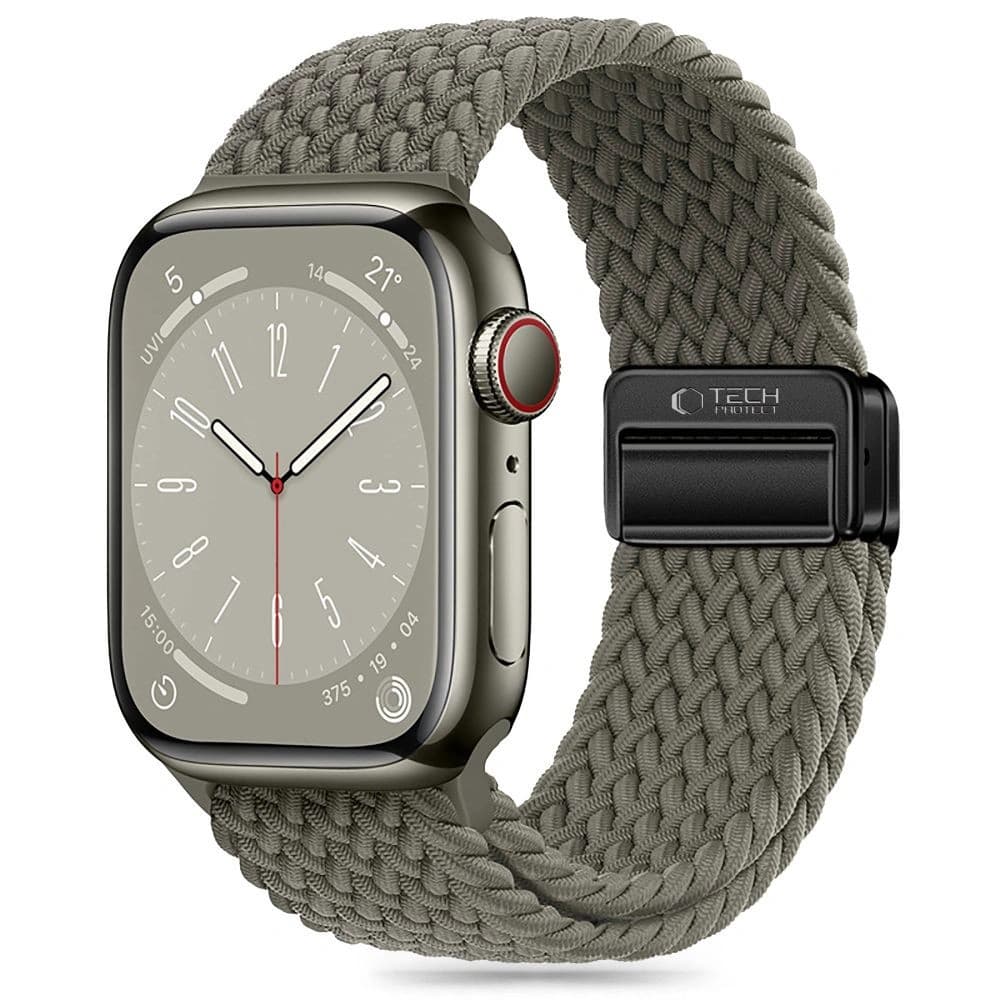 Pasek Tech-Protect Nylonmag Apple Watch 4/5/6/7/8/9/SE/Ultra 1/2 42/44/45/49mm Olivově šedá - 1