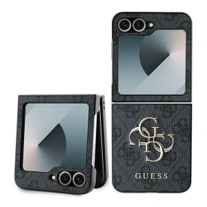 Etui Guess GUHCZF64GMGGR Samsung Galaxy Z Flip 6 / 7 FE bőr 4G fém logó fekete/black