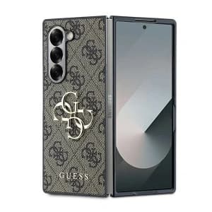 Etui Guess GUHCZFD64GMGBR Samsung Galaxy Z Fold6 Leather 4G Metal Logo hnědá