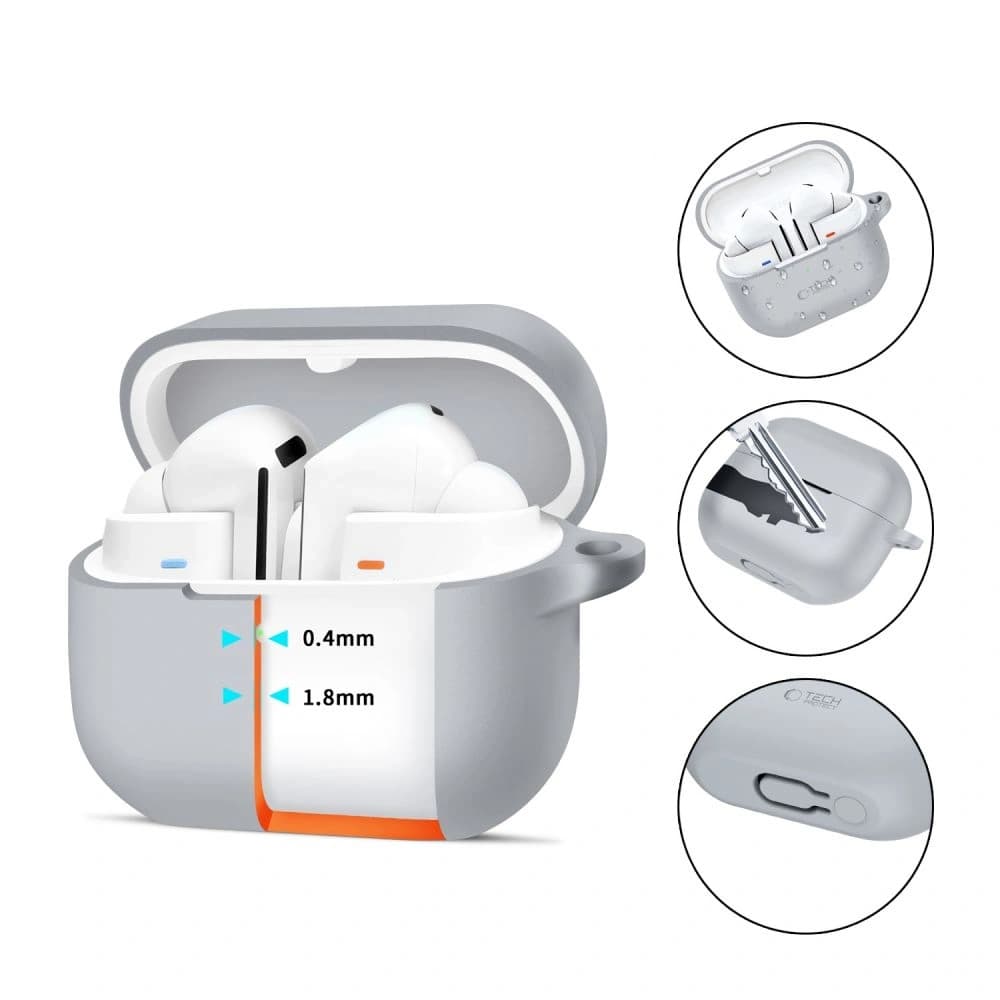Tech-Protect Samsung Carcasă silicon cârlig Galaxy Buds 3 / 3 Pro Crayon Grey - 2