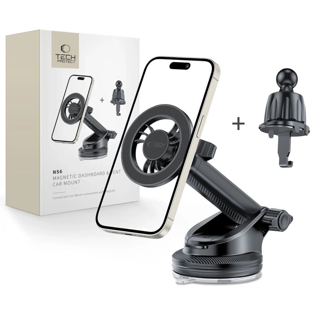 Suport auto pentru grilă / parbriz / cabină Tech-Protect N56 Magnetic MagSafe Negru - 1