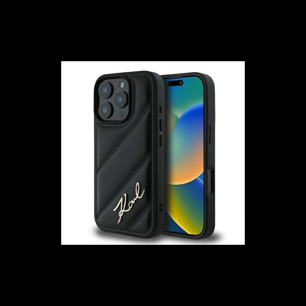 Case Karl Lagerfeld KLHCP16LPQDSMGK Apple iPhone 16 Pro hardcase Quilted Signature black - 1