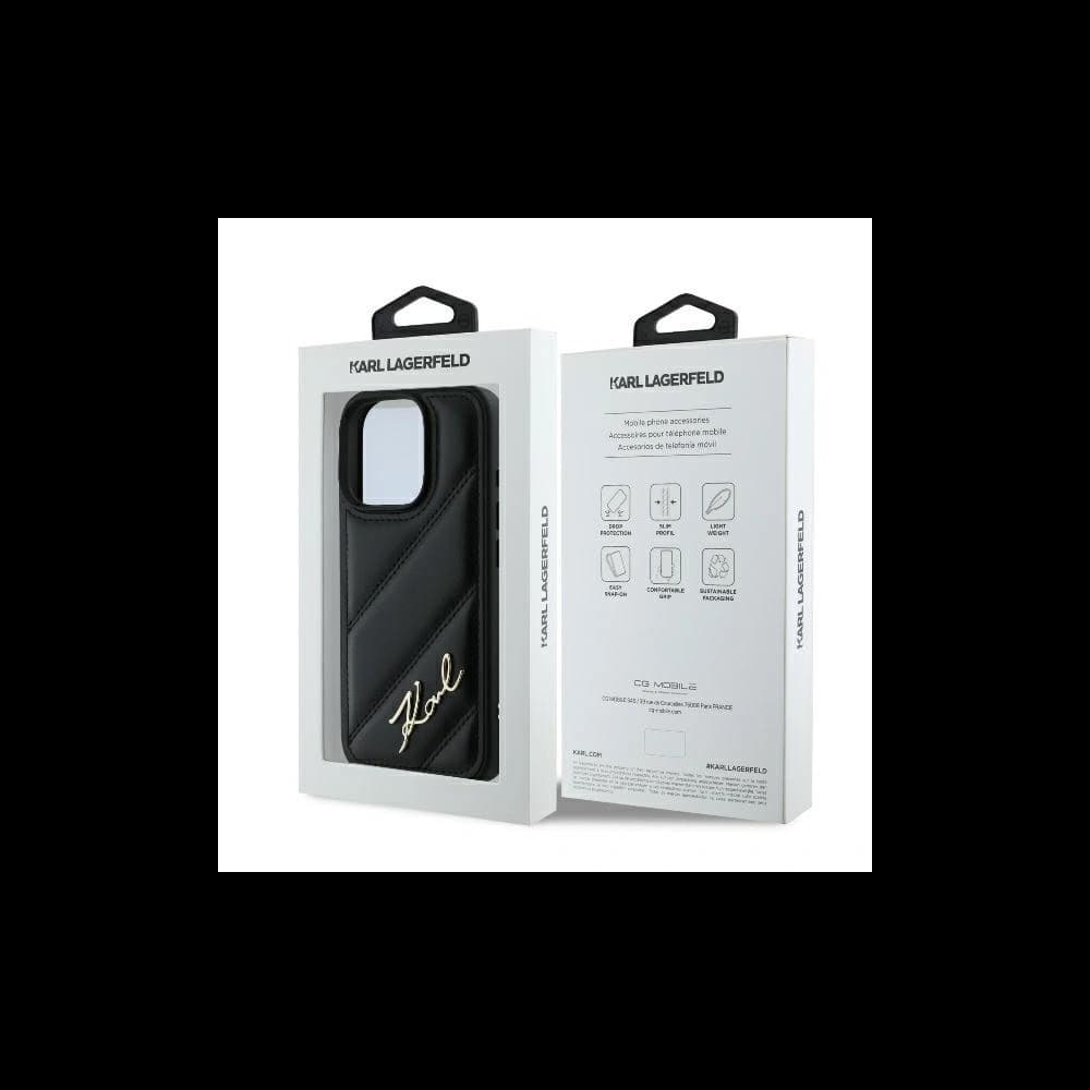 Case Karl Lagerfeld KLHCP16LPQDSMGK Apple iPhone 16 Pro hardcase Quilted Signature black - 8