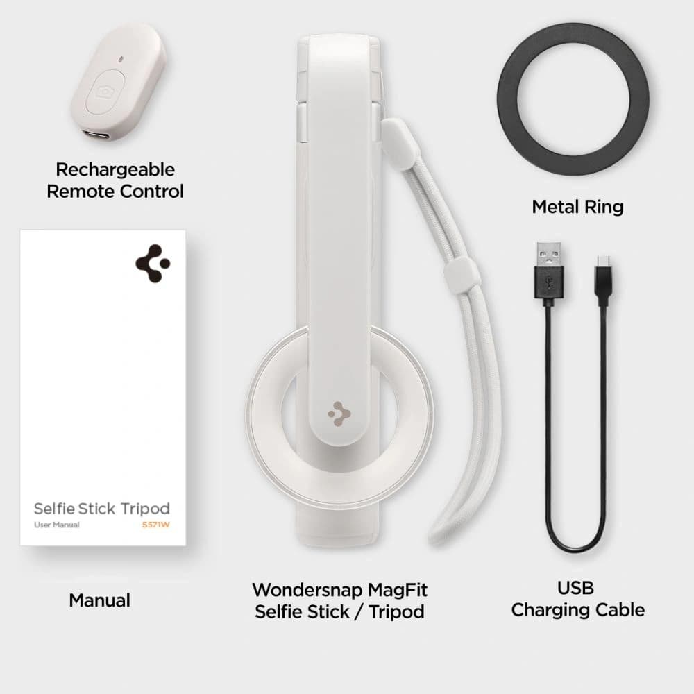 Spigen S571W MagSafe Bluetooth selfie tyč a stativ Dune Beige - 12