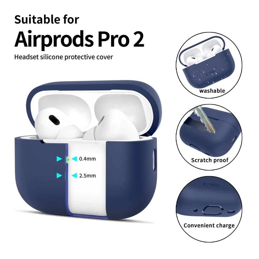 Etui Tech-Protect Silicone Apple Airpods Pro 1 / 2 Navy Blue - 2