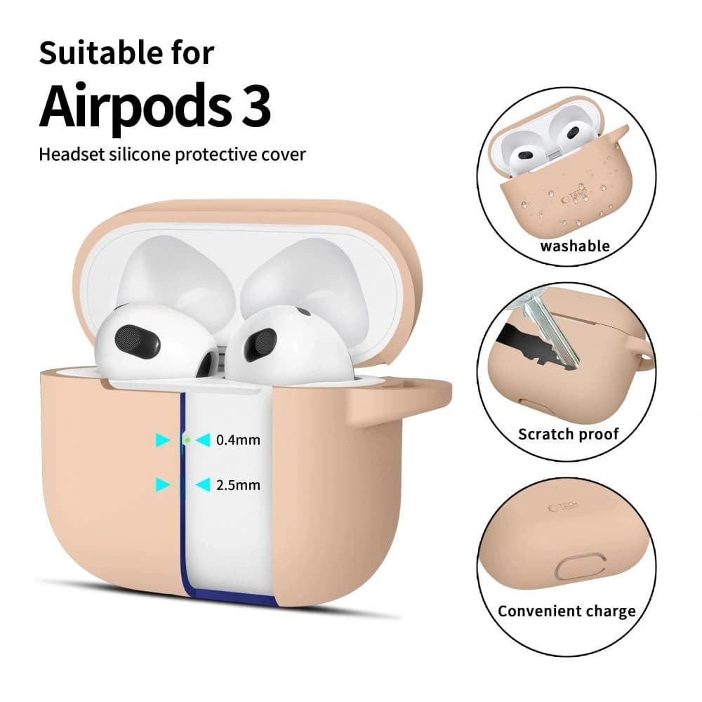 Tech-Protect Silikon-Haken für Apple Airpods 3 Caffe Latte - 2