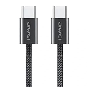 AWEI CL-219T USB-C / USB-C kabel 60W 1m kompatibilní s iPhone 15 černý