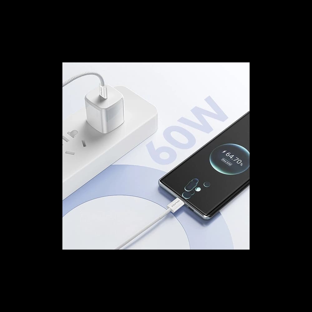 AWEI CL-219T USB-C / USB-C kabel 60W 1m kompatibilní s iPhone 15 černý - 2