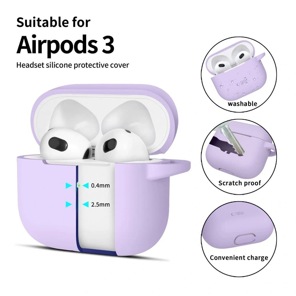 Tech-Protect Silikon-Haken für Apple Airpods 3 Lavendel - 2