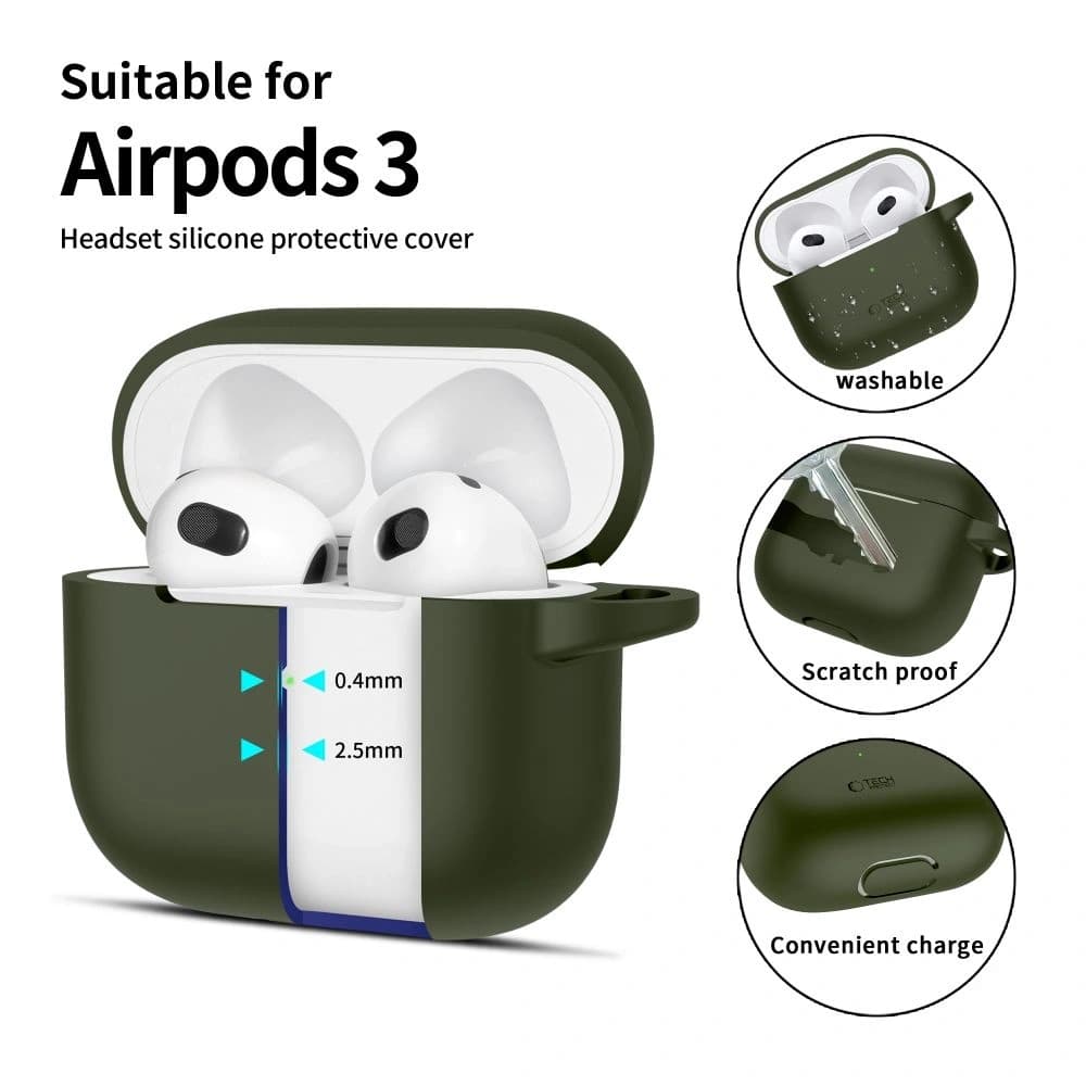 Tech-Protect Silicone Hook Apple Airpods 3 Olive Green - 2