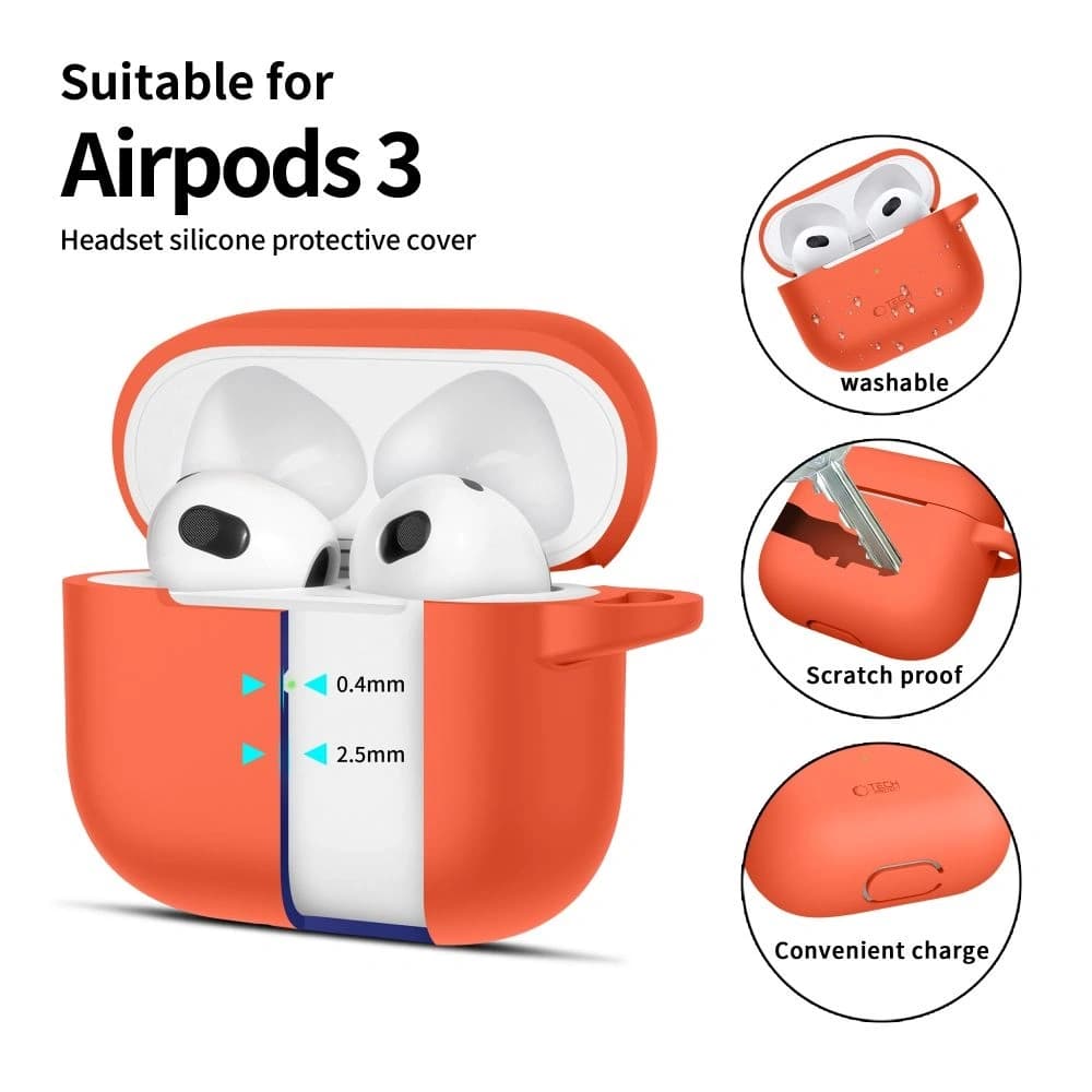 Tech-Protect Silikon-Haken für Apple Airpods 3 Neon Orange - 2