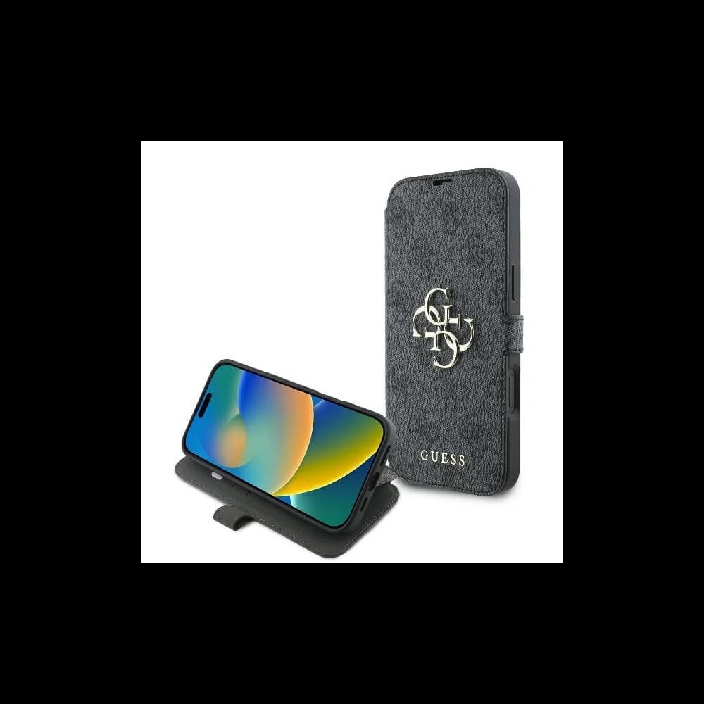 Etui Guess GUBKP16M4GMGGR Apple iPhone 16 Plus book 4G Metal Logo czarny - 1