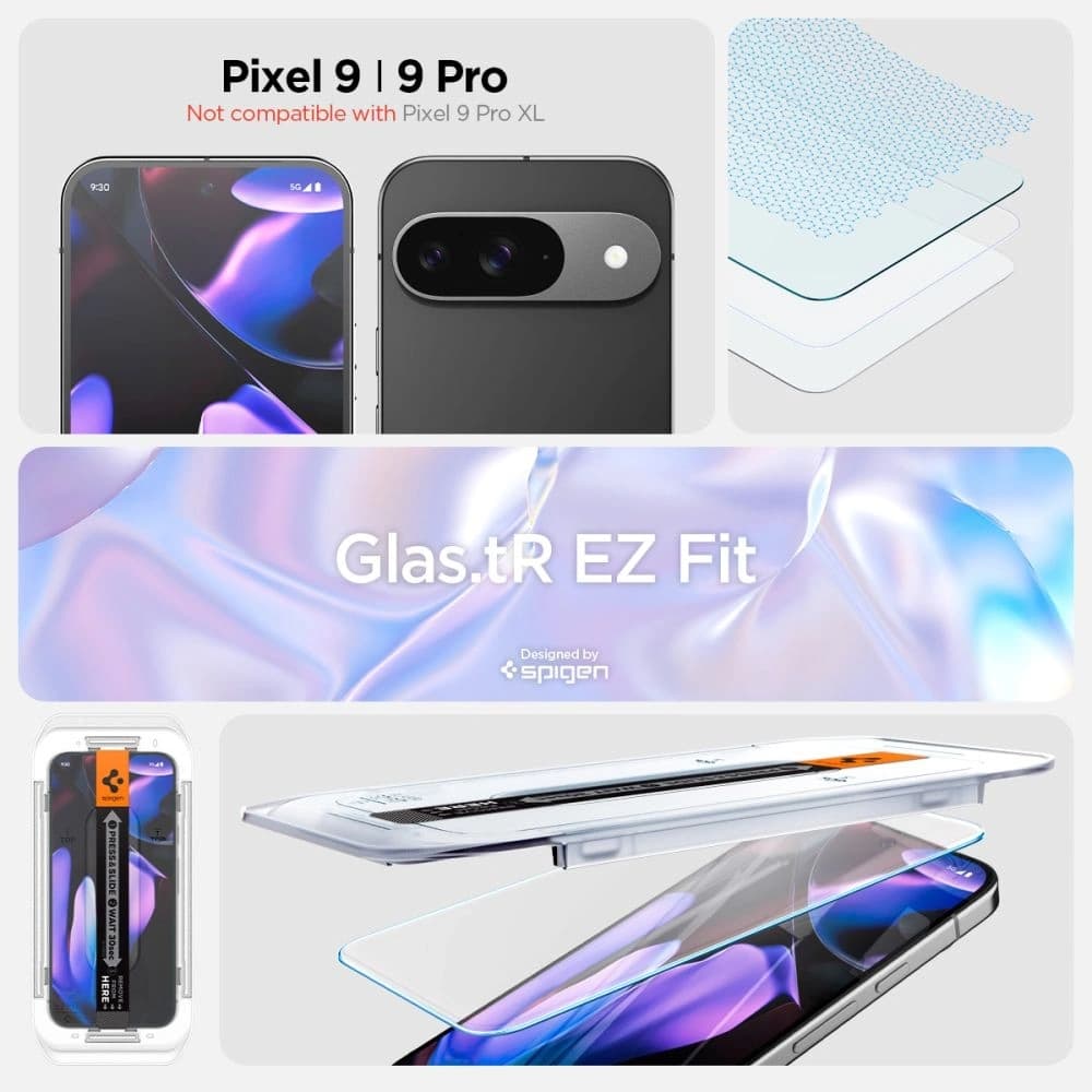 Spigen GLAS.tR ez Fit Google Pixel 9 / 9 Pro / 10 / 10 Pro Klar [2 PACK] - 9