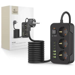 Tech-Protect PC3X6 Power Socket 3xUSB-A, 3xUSB-C, 3xAC 200cm Schwarz