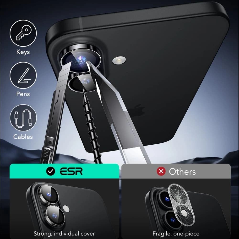 Osłona na aparat ESR Armorite Camera Protector Apple iPhone 16 / 16 Plus Black - 7