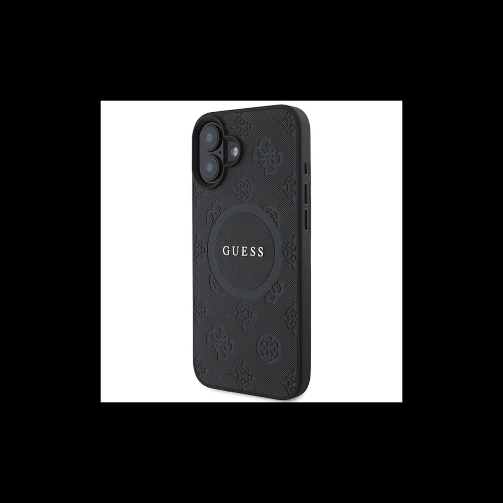 Guess GUHMP16SPSAPSMEK Apple iPhone 16 hardcase Saffiano Peony Classic Logo MagSafe black - 2