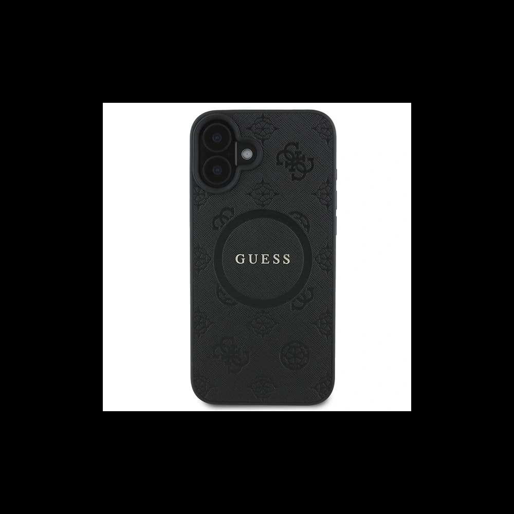 Guess GUHMP16SPSAPSMEK Apple iPhone 16 hardcase Saffiano Peony Classic Logo MagSafe black - 3