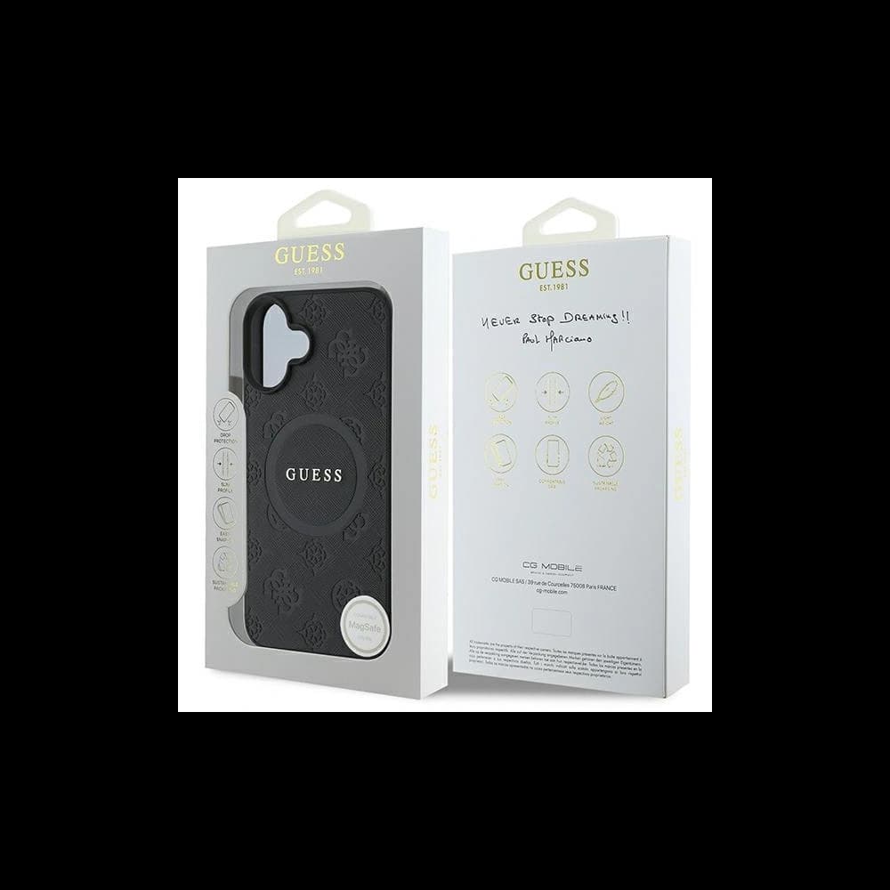 Guess GUHMP16SPSAPSMEK Apple iPhone 16 hardcase Saffiano Peony Classic Logo MagSafe black - 7