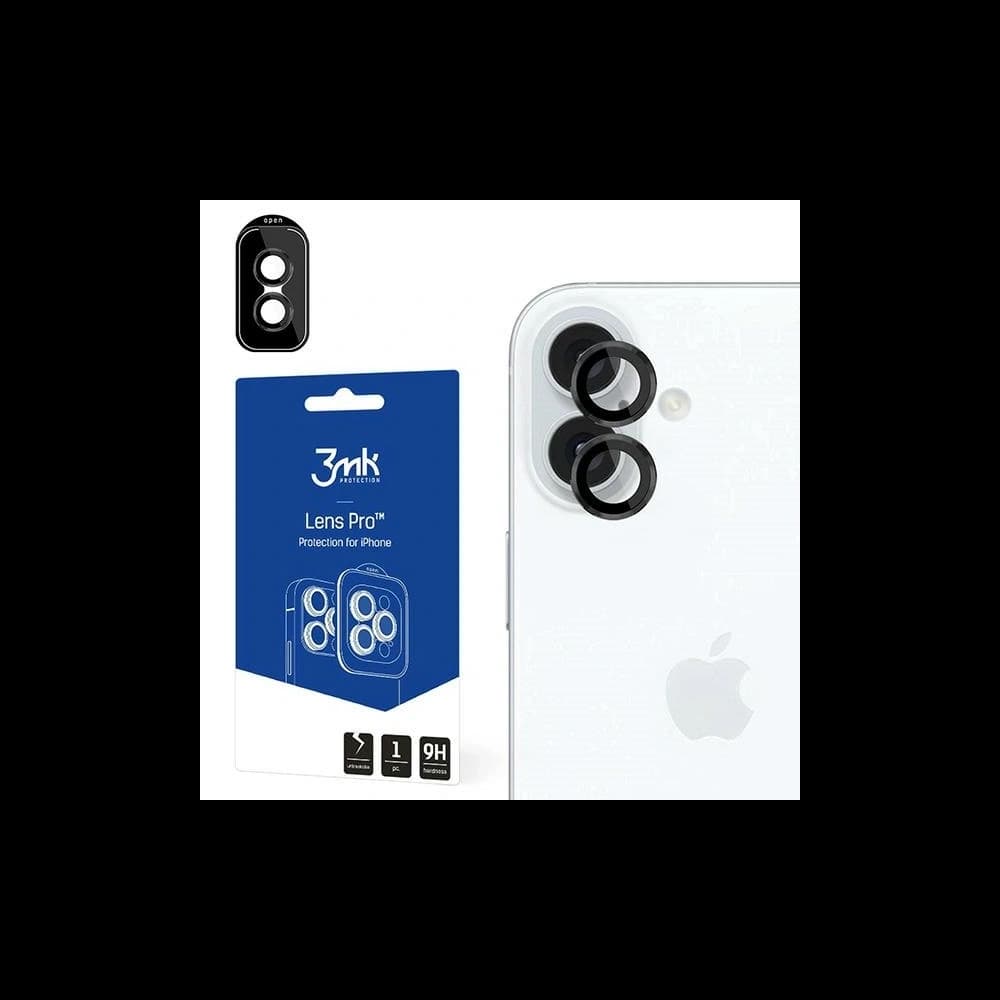 Szkło hybrydowe na obiektyw aparatu 3MK Lens Protection Pro Apple iPhone 16 / 16 Plus Black - 1