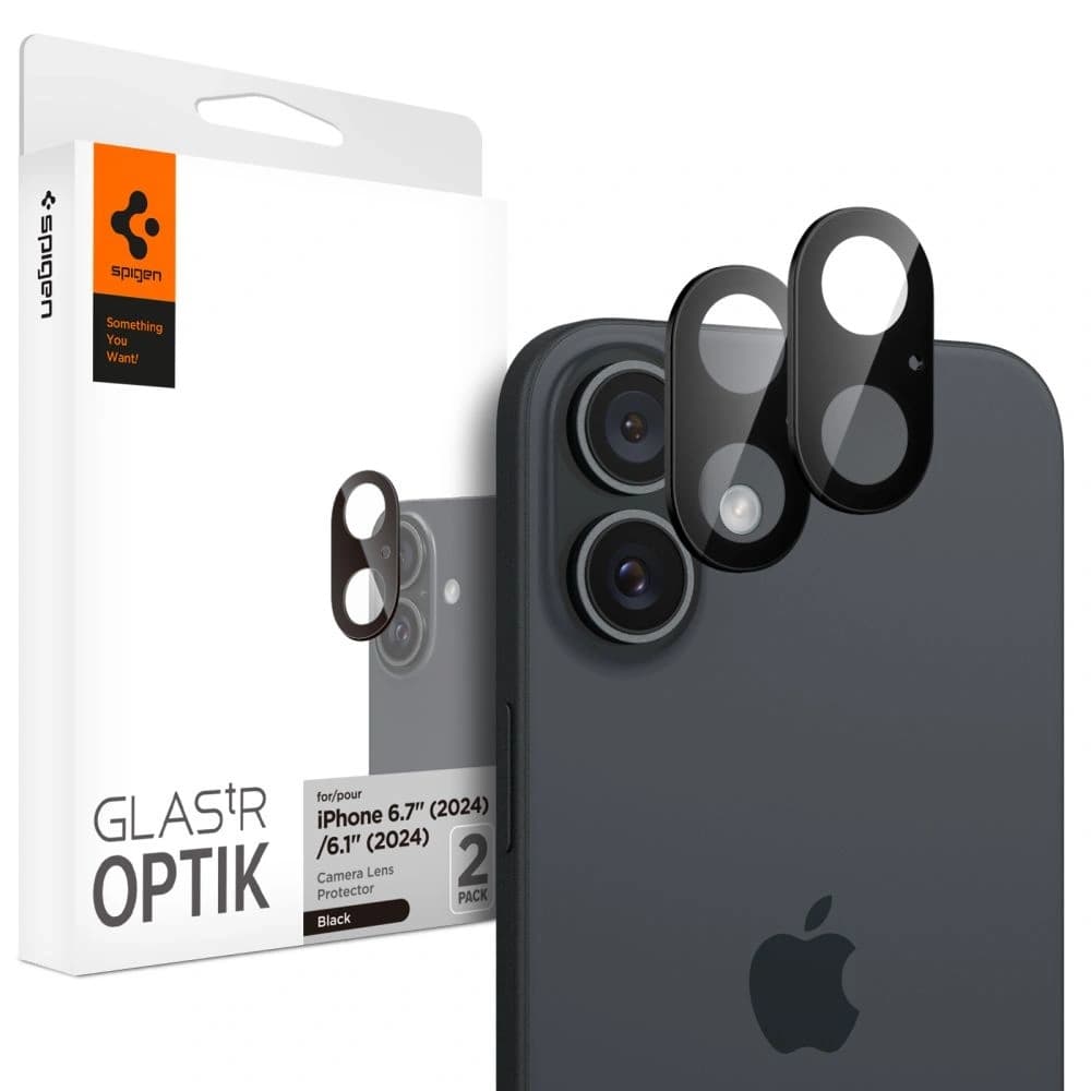 Spigen GLAS.tR Ez Fit Optik Pro Kameraschutz Apple iPhone 16 / 16 Plus Schwarz [2 PACK] - 1