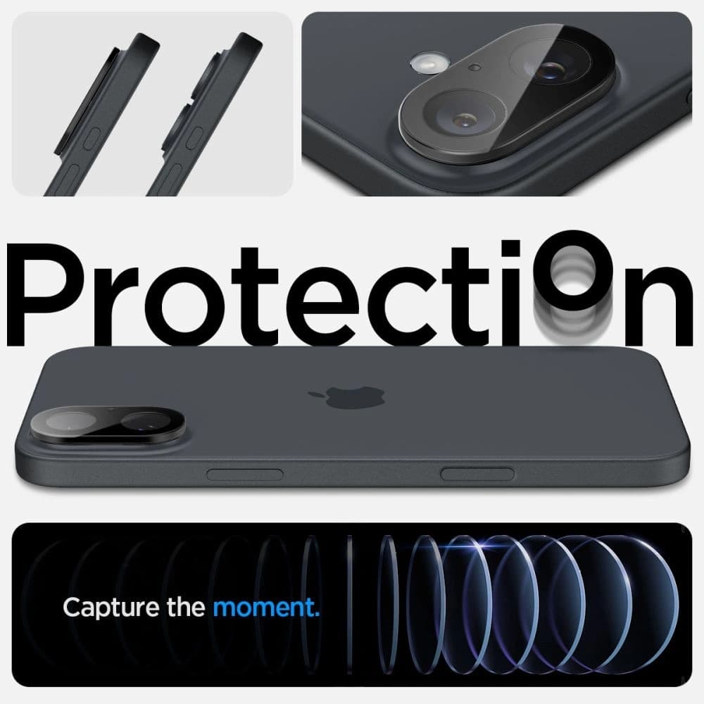 Spigen GLAS.tR Ez Fit Optik Pro Kameraschutz Apple iPhone 16 / 16 Plus Schwarz [2 PACK] - 10