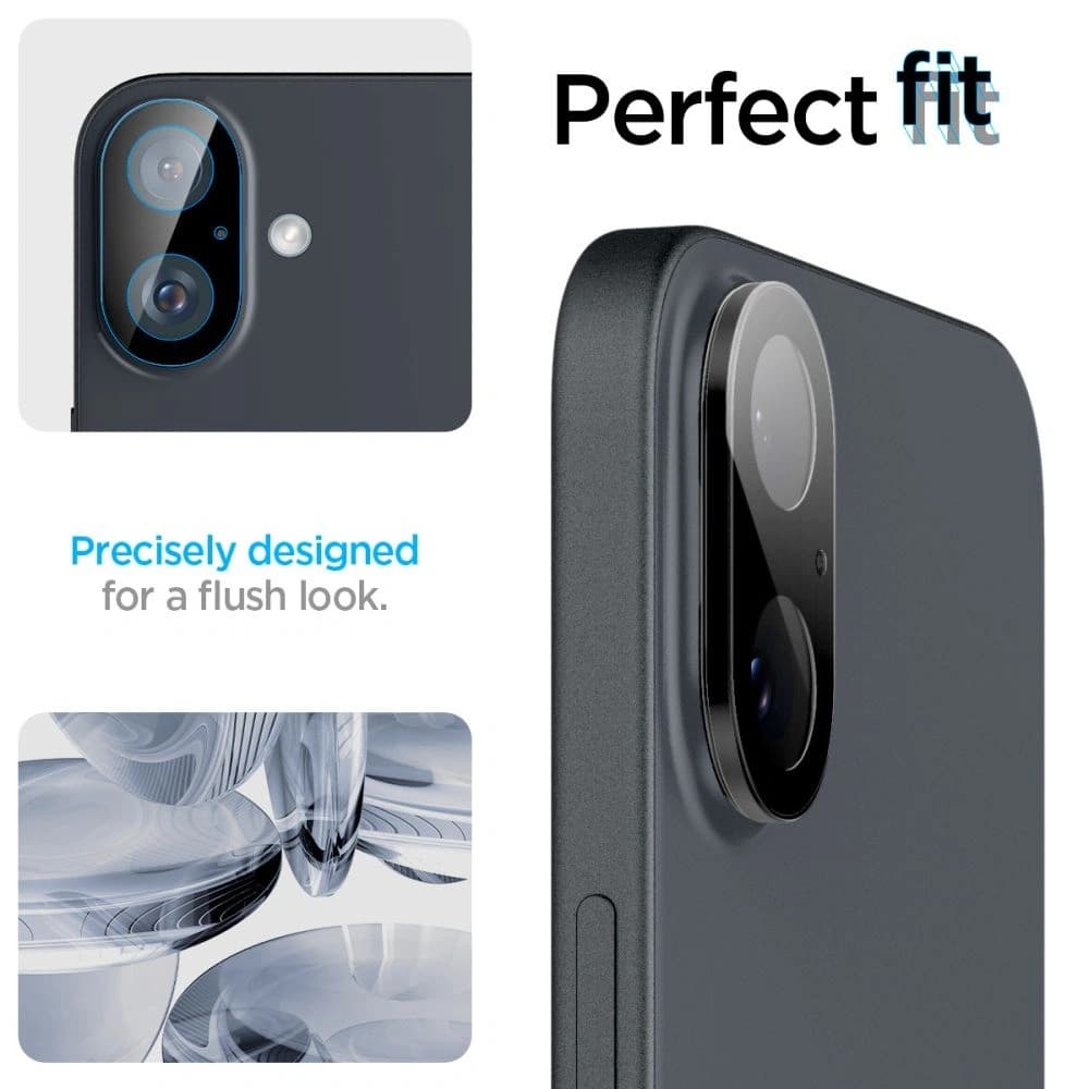 Spigen GLAS.tR Ez Fit Optik Pro Kameraschutz Apple iPhone 16 / 16 Plus Schwarz [2 PACK] - 11