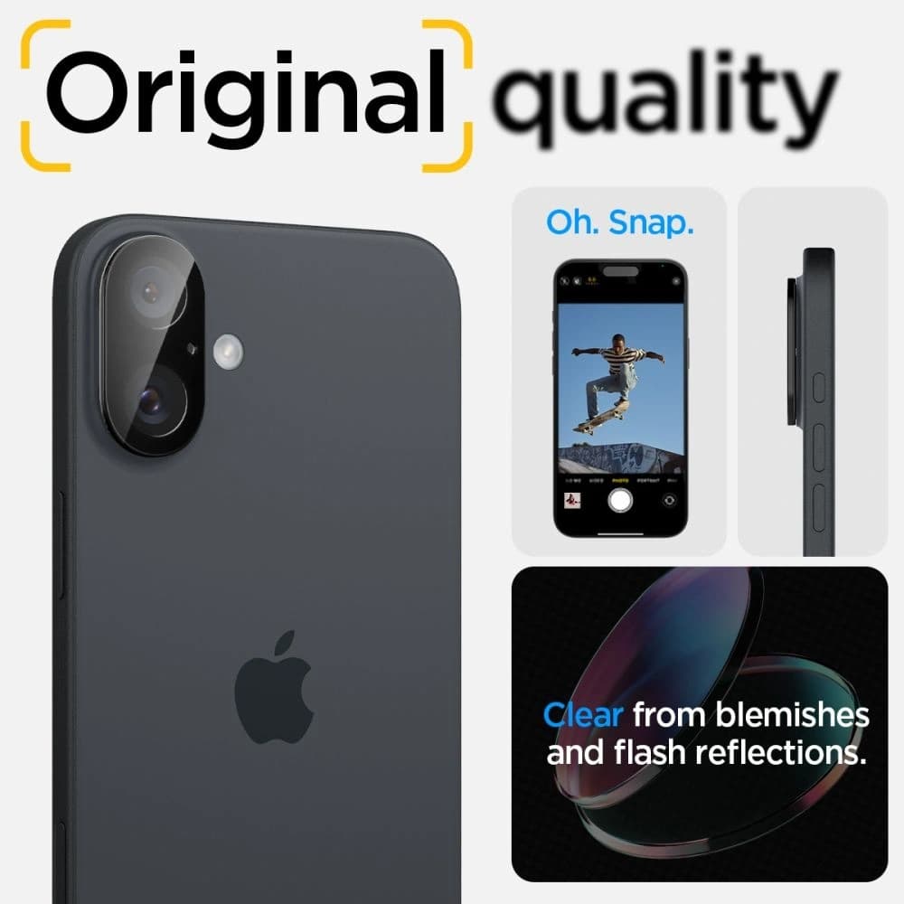 Spigen GLAS.tR Ez Fit Optik Pro Kameraschutz Apple iPhone 16 / 16 Plus Schwarz [2 PACK] - 12