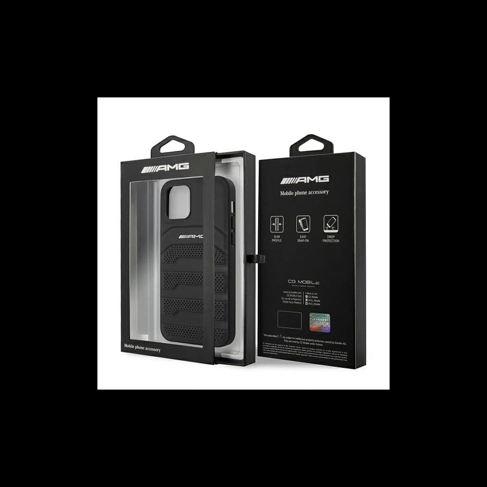 AMG AMHCP12SGSEBK Apple iPhone 12 mini hardcase Leather Debossed Lines black - 8