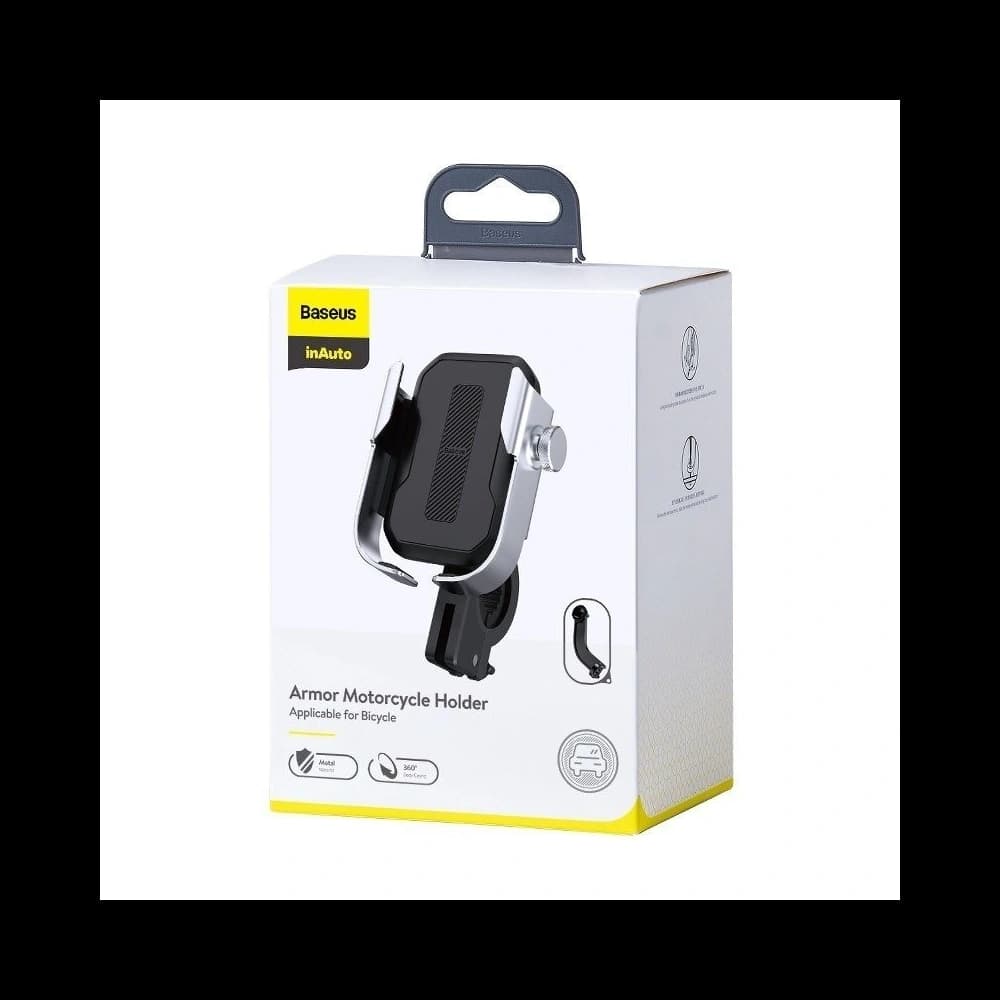 Uchwyt do telefonu Baseus Armor pentru motocicletă / bicicletă / trotinetă / scuter (argintiu) - 5