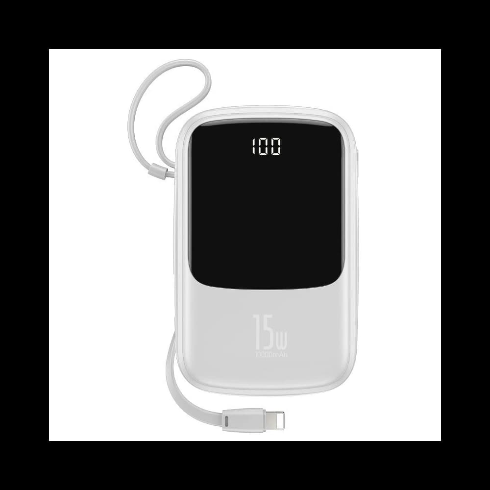 Powerbank Baseus Qpow z kablem Lightning, 10000mAh, 3A, 15W (biały) - 1