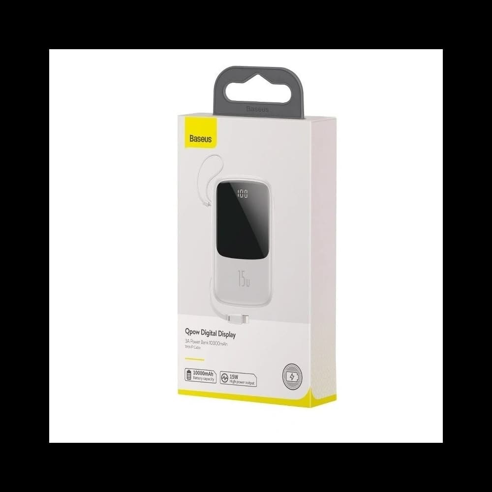 Powerbank Baseus Qpow z kablem Lightning, 10000mAh, 3A, 15W (biały) - 7