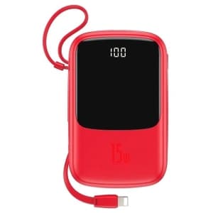 Baseus Q pow Digital Display 3A Powerbank 10000mAh (With IP Cable)Red