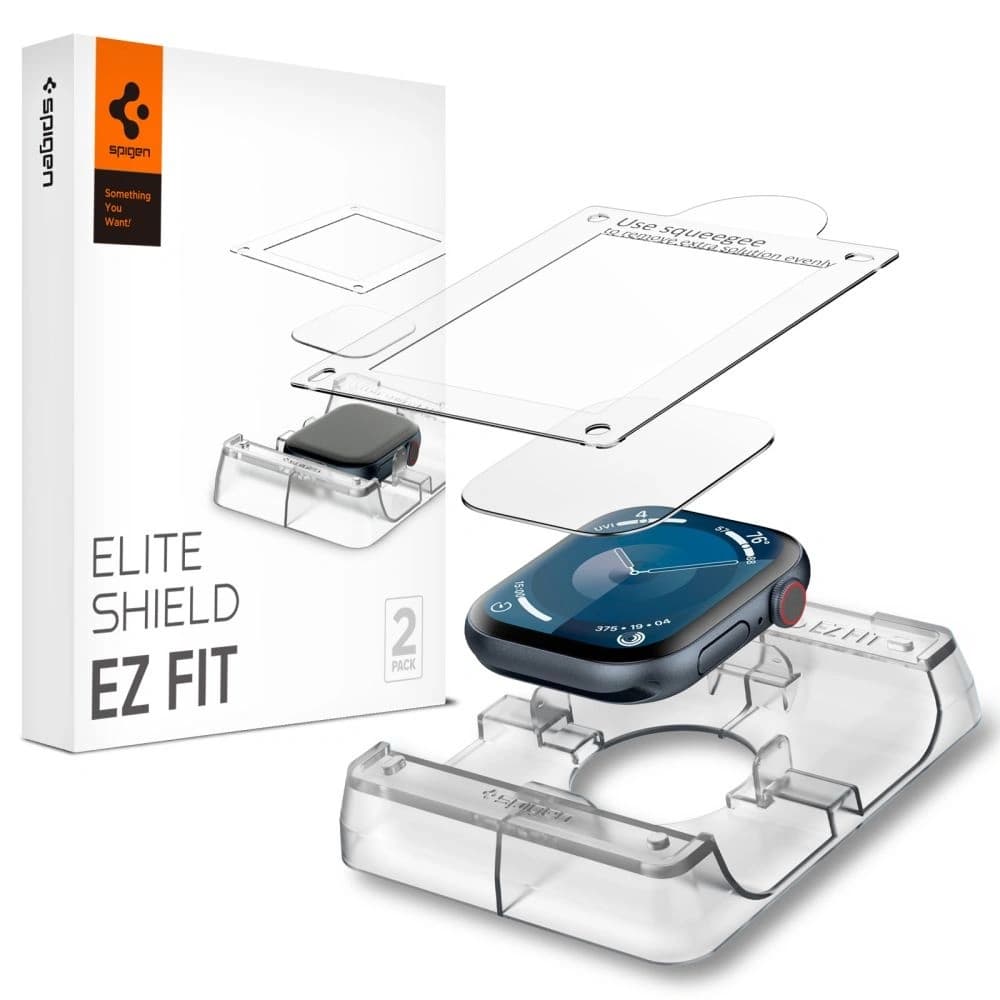 Hibrid üveg Spigen Elite Shield Ez Fit Apple Watch 10 / 11 42mm Átlátszó [2 PACK] - 1