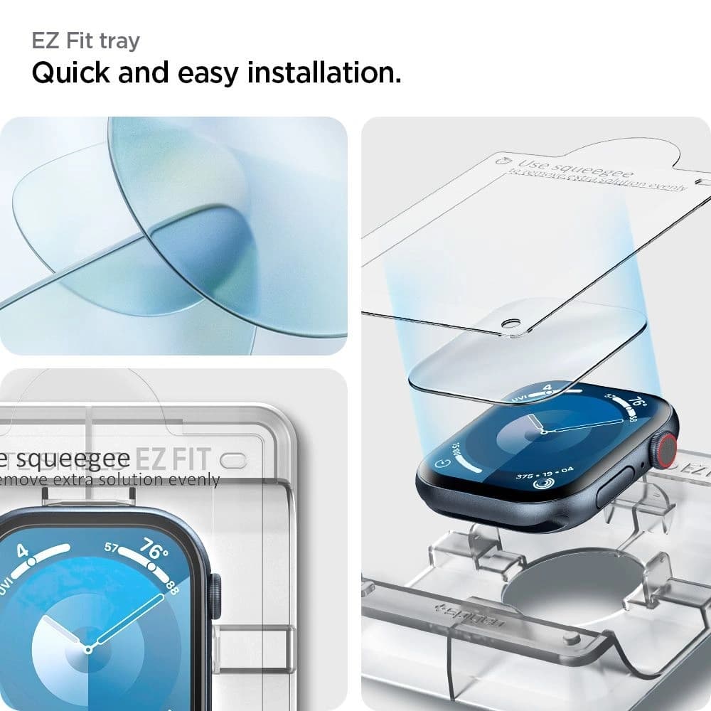 Hibrid üveg Spigen Elite Shield Ez Fit Apple Watch 10 / 11 42mm Átlátszó [2 PACK] - 7