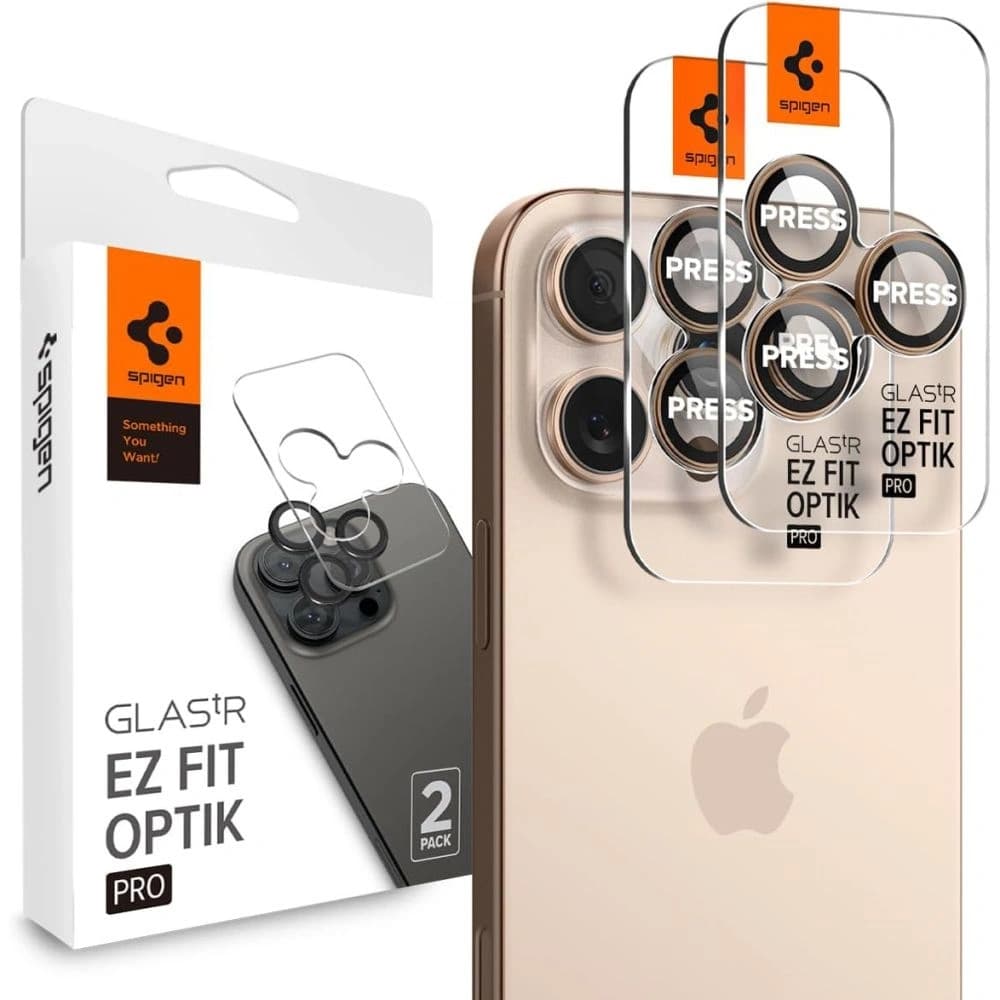 Tvrzené sklo na Spigen GLAS.tR Ez Fit Optik Pro Camera Protector Apple iPhone 16 Pro / Pro Max Desert Titanium [2 PACK] - 1