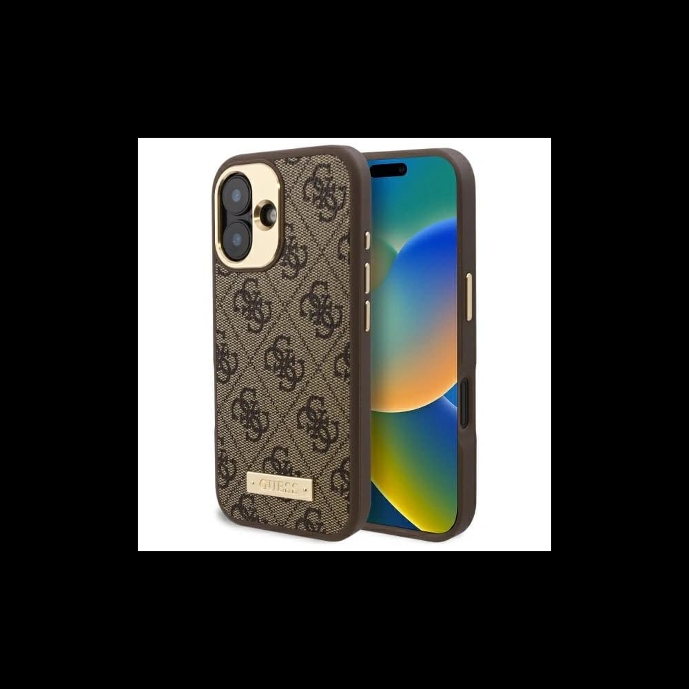 Guess GUHMP16MU4GPRW Apple iPhone 16 Plus Hardcase 4G Logo-Platte MagSafe braun - 1