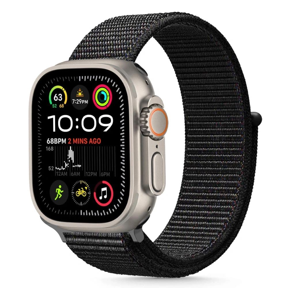 Tech-Protect Nylon Apple Watch 6 / 7 / 8 / 9 / 10 / SE / Ultra 1 / 2 44/45/46/49mm Fekete - 1