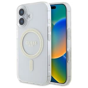 Guess GUHMP16MHFGERET Apple iPhone 16 Plus hardcase IML Glitter Circle MagSafe transparent