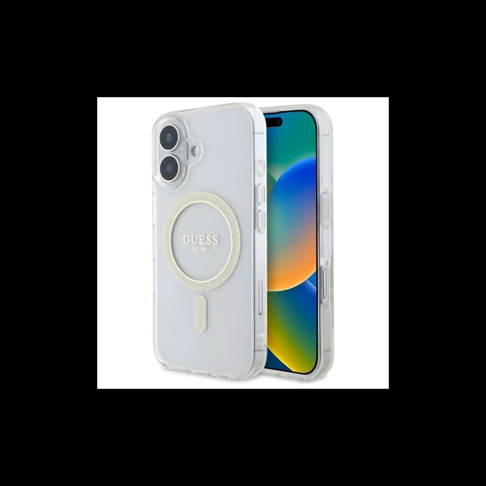 Guess GUHMP16MHFGERET Apple iPhone 16 Plus hardcase IML Glitter Circle MagSafe transparent - 1