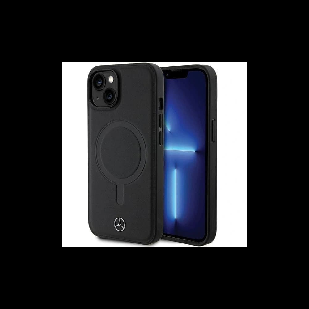 Mercedes MEHMP14S23RCMK Apple iPhone 13 / 14 / 15 Hardcase Smooth Leather MagSafe schwarz - 1