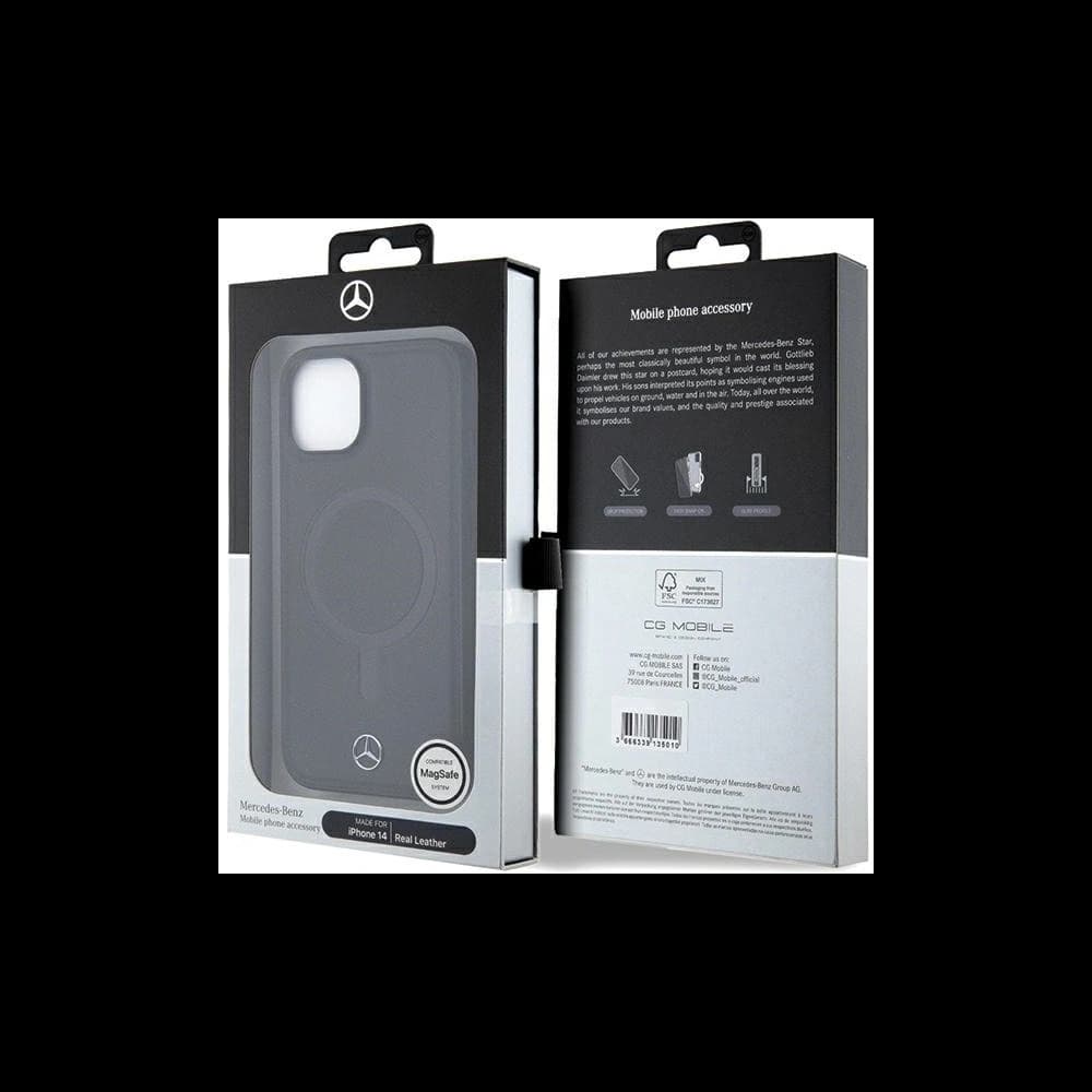 Mercedes MEHMP14S23RCMK Apple iPhone 13 / 14 / 15 Hardcase Smooth Leather MagSafe schwarz - 8