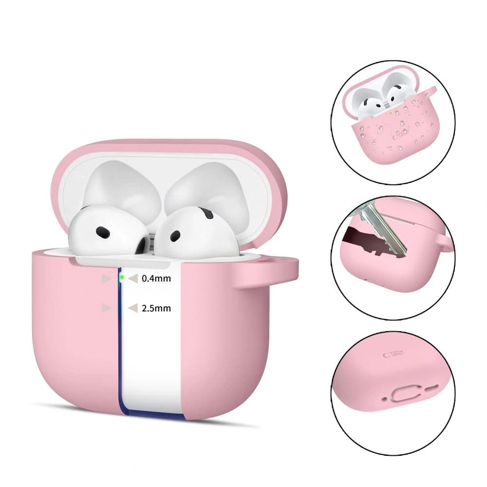 Tech-Protect Cârlig din silicon Apple Airpods 4 Roz prăfuit - 2