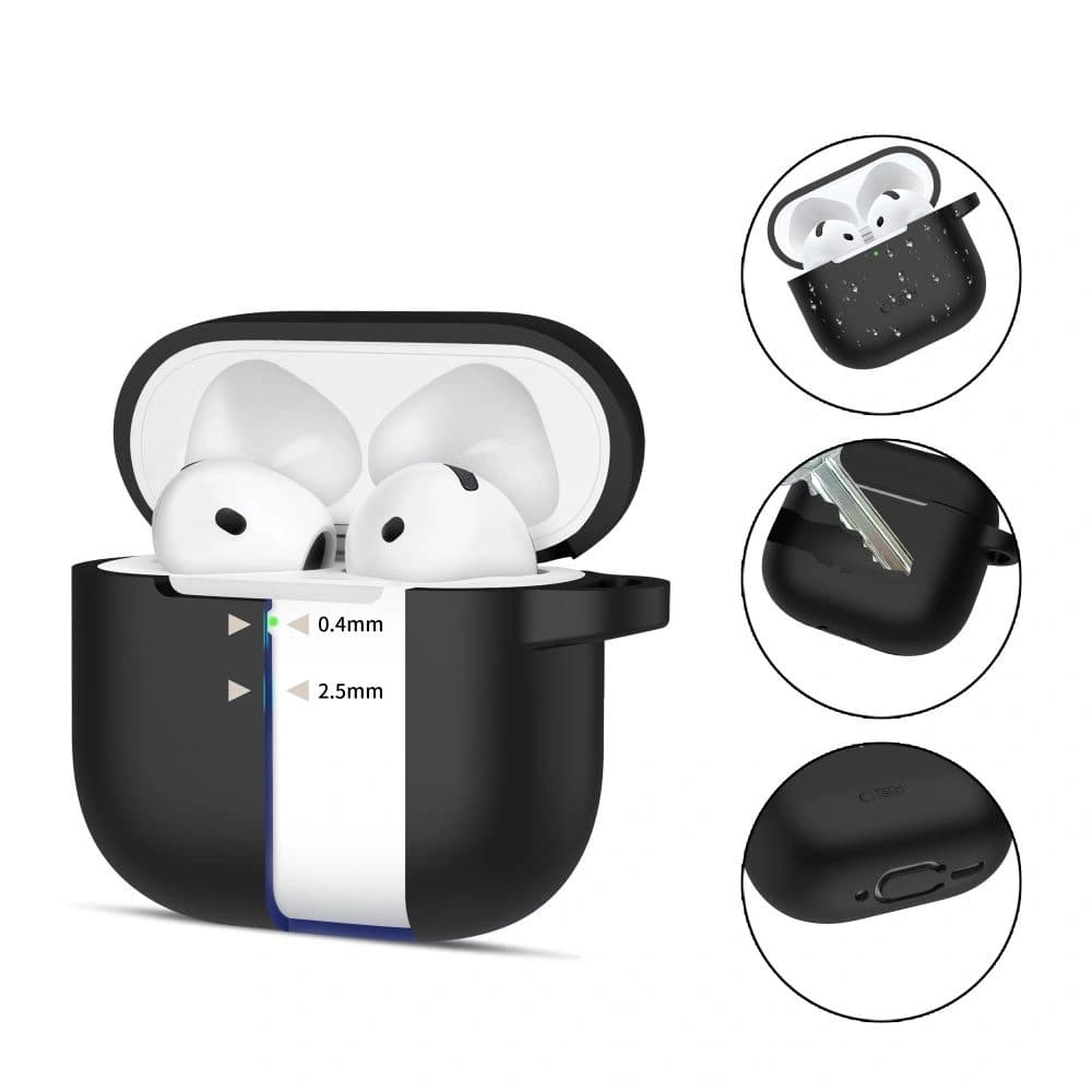 Tech-Protect Cârlig din silicon Apple Airpods 4 Negru - 2