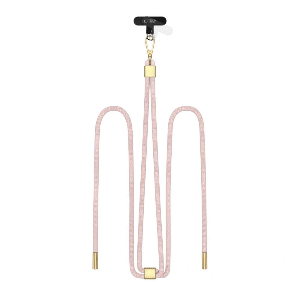 Smyč / pásek Tech-Protect C2S Rope Crossbody Strap Baby Pink/gold - 1
