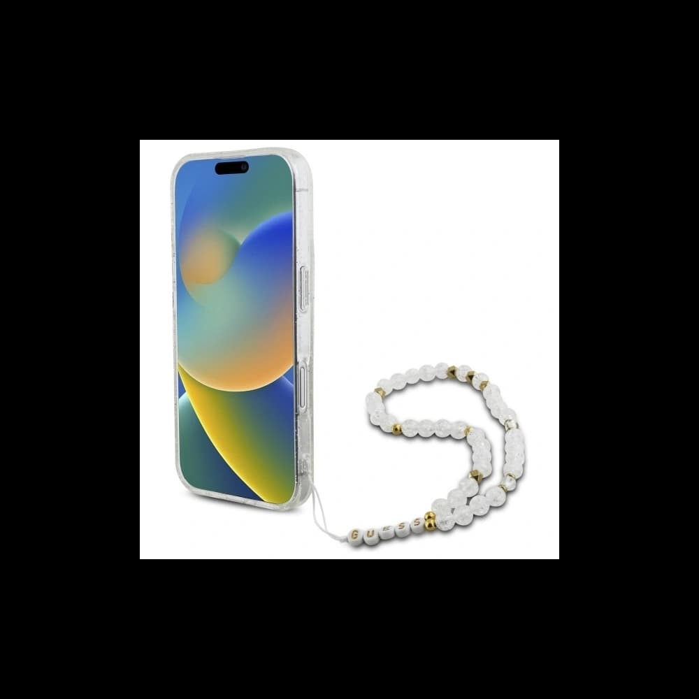 Guess GUHMP16MHGCRELST Apple iPhone 16 Plus hardcase IML Glitter With Pearl Strap MagSafe transparent - 5