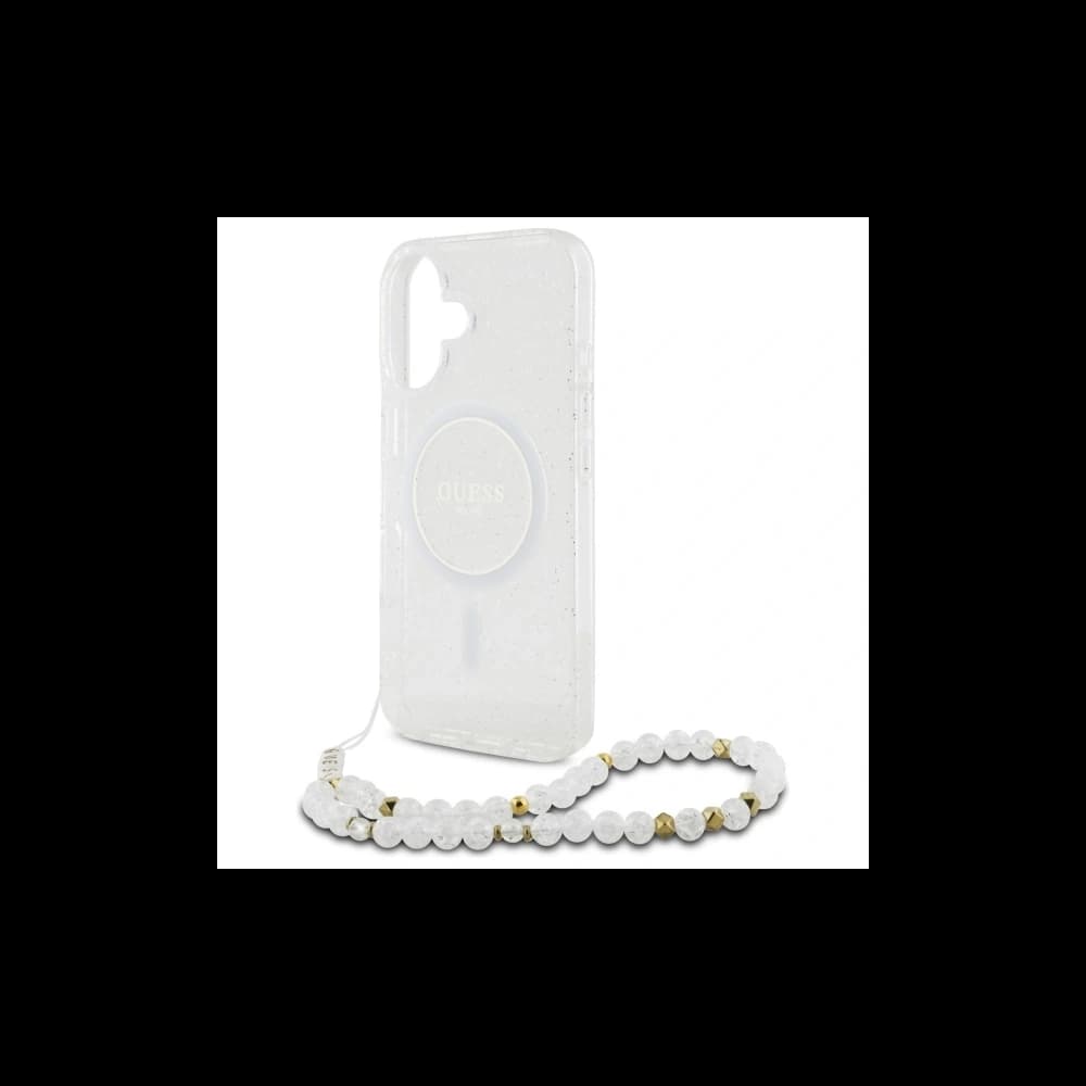 Guess GUHMP16MHGCRELST Apple iPhone 16 Plus hardcase IML Glitter With Pearl Strap MagSafe transparent - 6