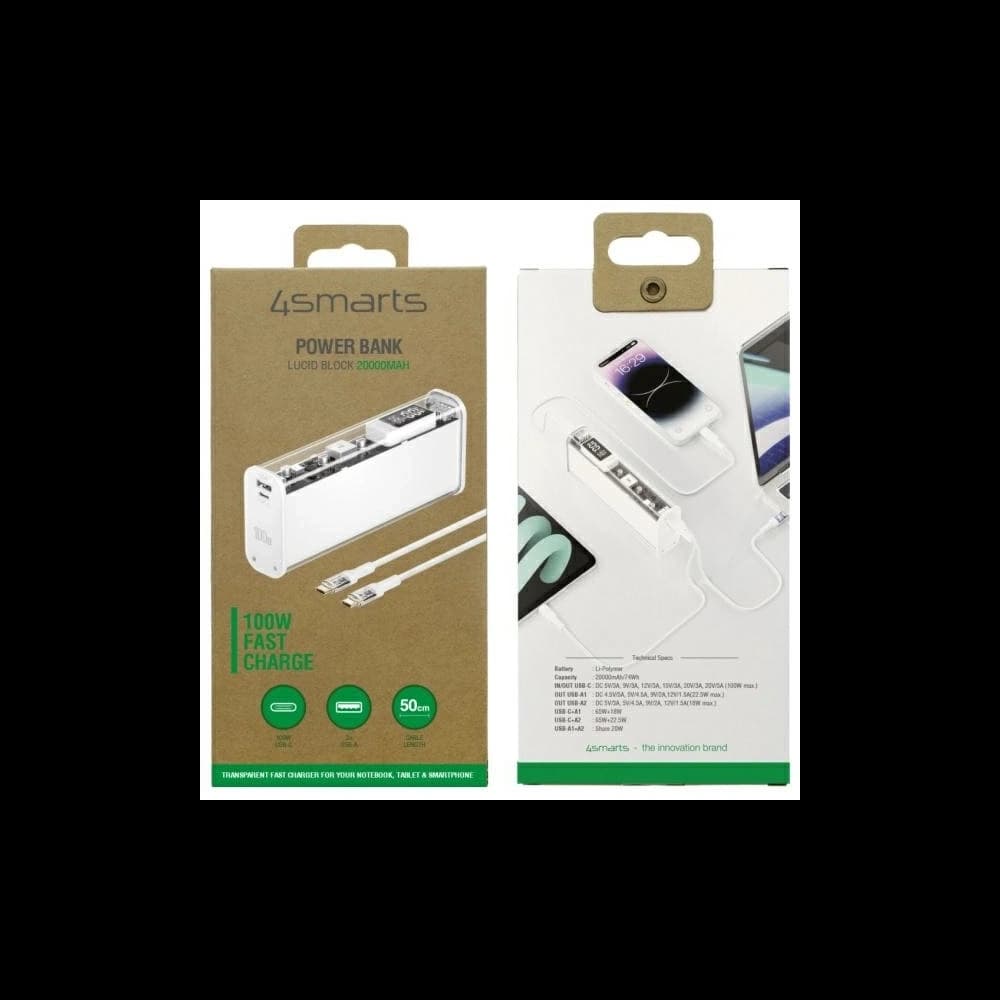 4smarts Lucid Block 20000mAh powerbank 100W alb - 5