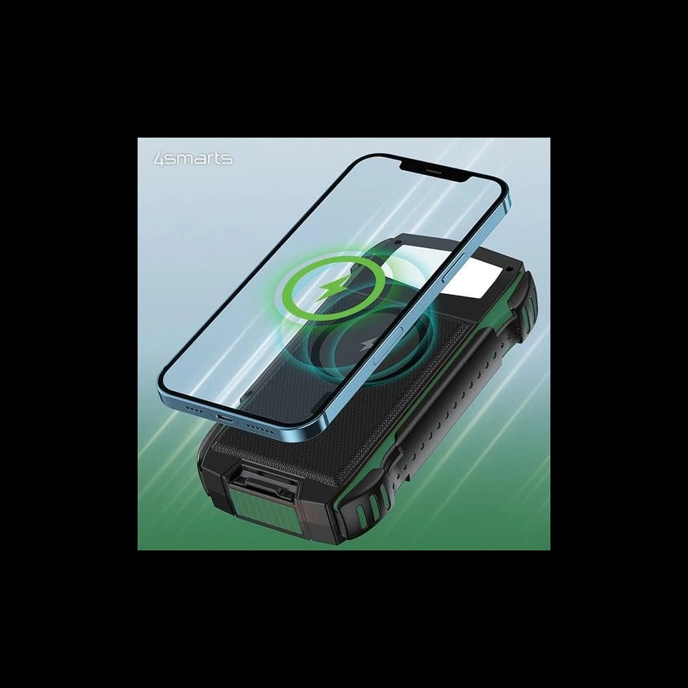 Solární powerbanka 4smarts TitanPack Rugged UltiMag 20000mAh zelená/green - 4